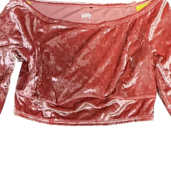 Yitty Plus Size 3X Pink Velvet Stretchy Long Sleeve Cropped Top Soft Luxe - Picture 7 of 9